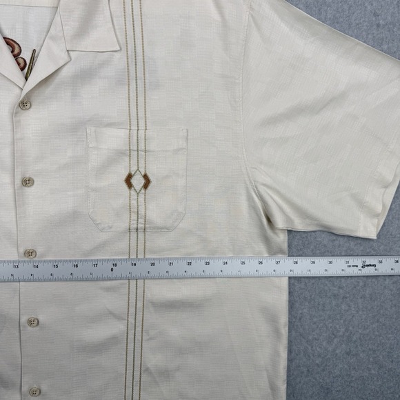 Tommy Bahama Shirt Mens 2XL Ivory Silk Hawaiian St Croix Lanes Bowling Button Up - Picture 10 of 12